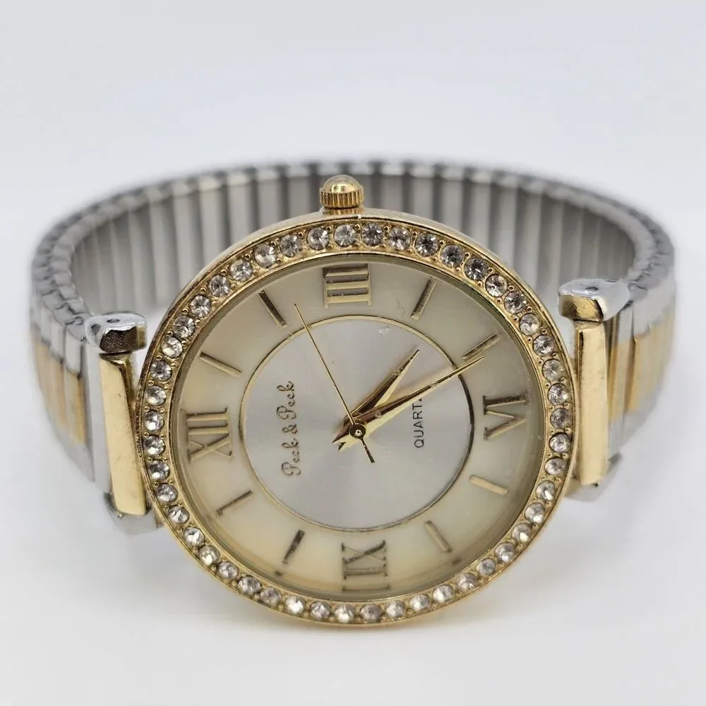36MM Women's Watch Gold Dial‎ Two Tone Expandable Band 7